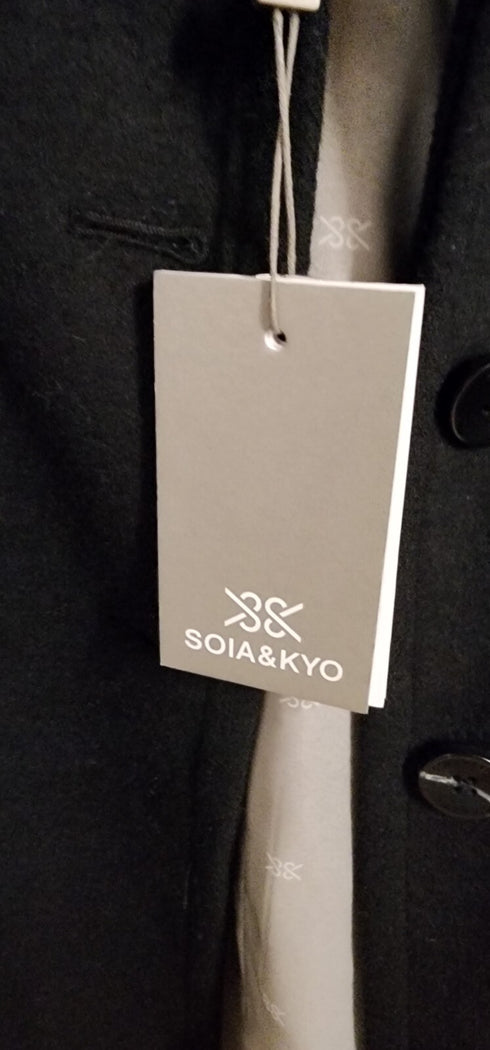 Soia & Kyo Men's Belted Single Breasted Coat Black Size Large